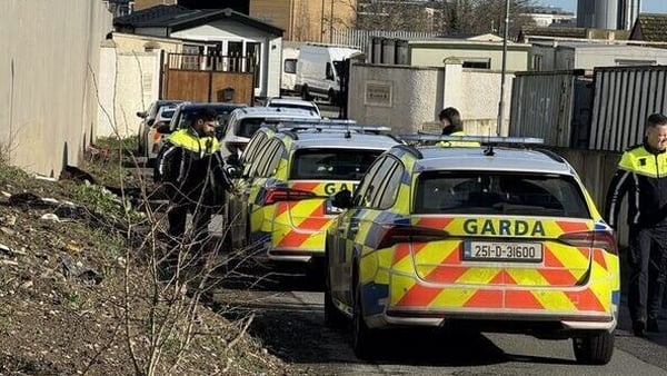 Gardaí pictured at the scene of a shooting in Ballymun area earlier this afternoon