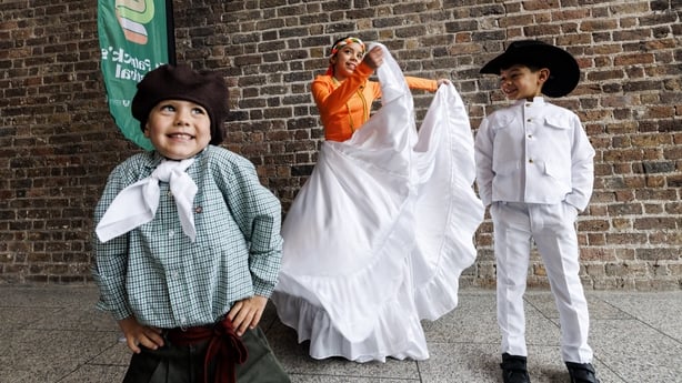Santiago Darouche, Annabella Ochoa and Maximo Ochoa pictured at the launch of the St Patrick's Festival 2026 at EPIC