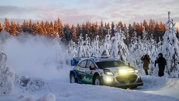 Driver Jon Armstrong and co-driver Shane Byrne of the M-Sport Ford World Rally Team face the fourth day of the race during the FIA World Rally WRC Rally Sweden in Umea, Sweden, on February 15, 2026. (Photo by Luca Barsali/NurPhoto)