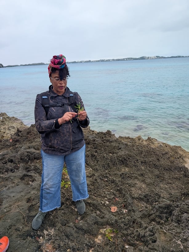 Local vegan chef Doreen Williams-James, who led our foraging tour 