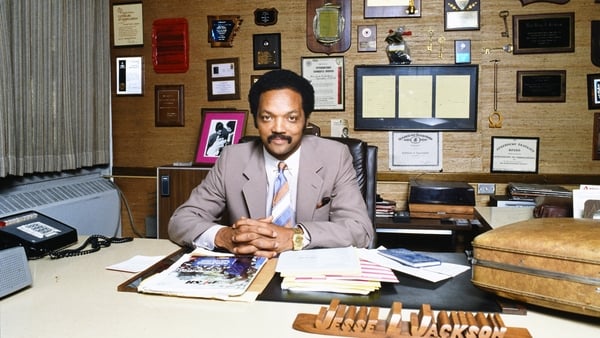 Reverend Jesse Jackson poses for a portrait at his Operation PUSH office in August 1982 in Chicago