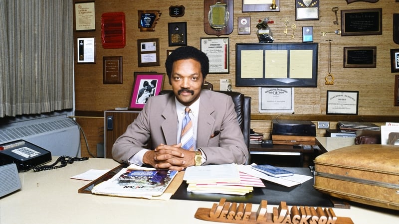 Reverend Jesse Jackson poses for a portrait at his Operation PUSH office in August 1982 in Chicago