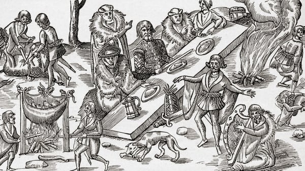 Macsweeney's Feast, An Irish Banquet. After John Derricke's The Image Of Ireland. From The Book Short History Of The English People By J.R. Green, Published London 1893. (Photo by: Universal History Archive/Universal Images Group via Getty Images)