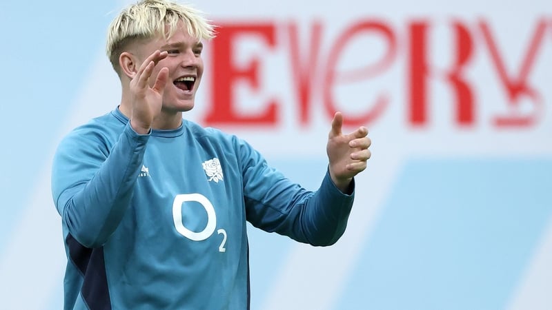 BAGSHOT, ENGLAND - FEBRUARY 16: Henry Pollock reacts during a game of cricket, in the warm up during the England training session at Pennyhill Park on February 16, 2026 in Bagshot, England. (Photo by David Rogers/Getty Images)