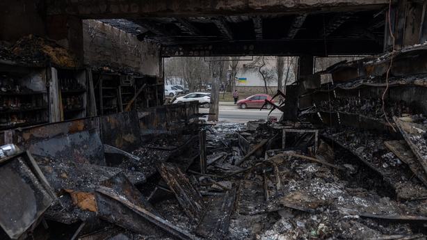 ODESA, UKRAINE - FEBRUARY 17: The shop building remains destroyed after a Russian drone attack on February 17, 2026 in Odesa, Ukraine. During the night, Russian forces attacked the city with drones. Two people were injured. Civilian and energy infrastructure was damaged. One of the drones struck an 