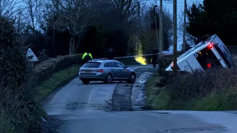 The bus crashed in Belleeks in south Co Armagh (Pic: BBCNI)