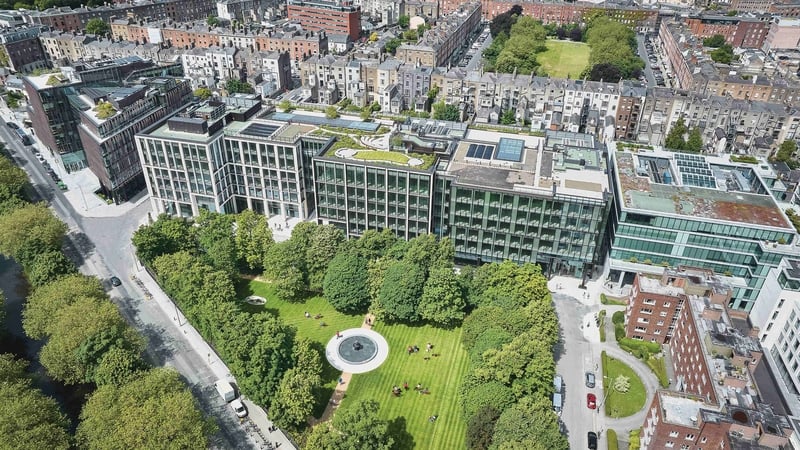 Aerial image of a group of office buildings in a city centre location