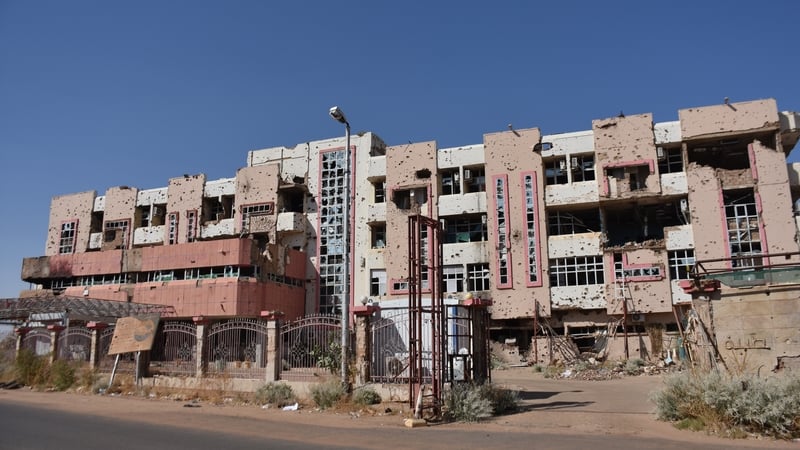 Destruction at Al-Muallim Hospital is seen in Khartoum in Sudan