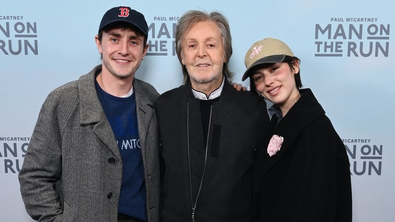 Paul Mescal, Paul McCartney, and Gracie Abrams attend the UK Special Screening of Prime Video's Paul McCartney - Man on the Run at the Ham Yard Hotel in London