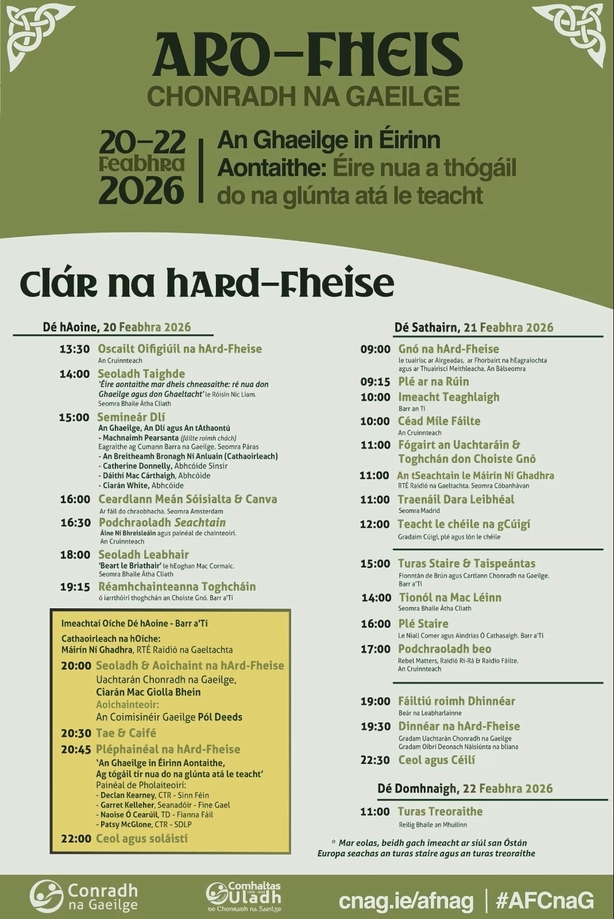 COnradh na Gaeilge Ardfheis clár