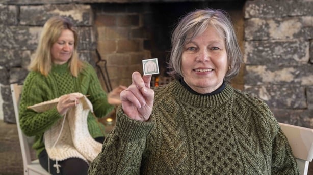 Post mistress Kathryn Keady and handknitter Rosemary Faherty on Inis Mór - pic credit Andrew Downes