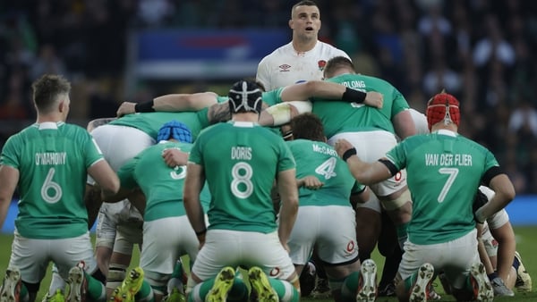 England's Ben Earl looks up at the base of a scrum during the Six Nations 2024 rugby union international match between England and Ireland at Twickenham Stadium on March 9th 2024 in London, England (Photo by Tom Jenkins/Getty Images)