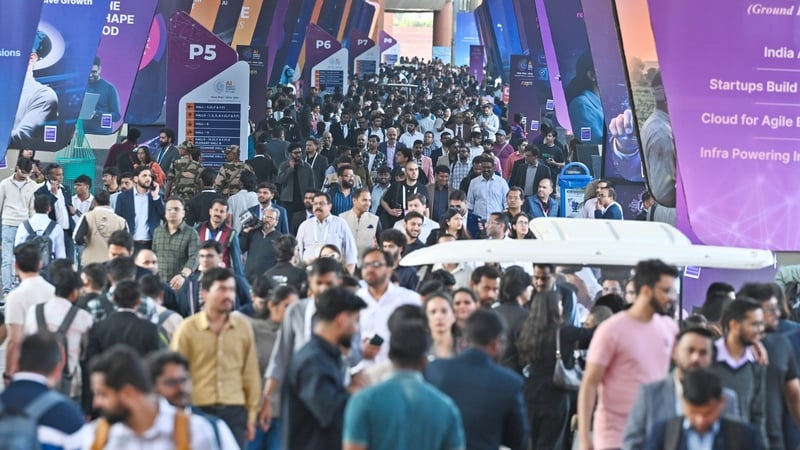 International and domestic delegates at the AI Impact Summit 2026 at Bharat Mandapam, on February 17, 2026 in New Delhi, India