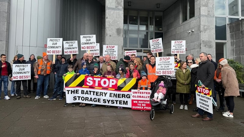 A number of residents from Cregmore, Grange and Ballymoneen protest outside Galway County Hall