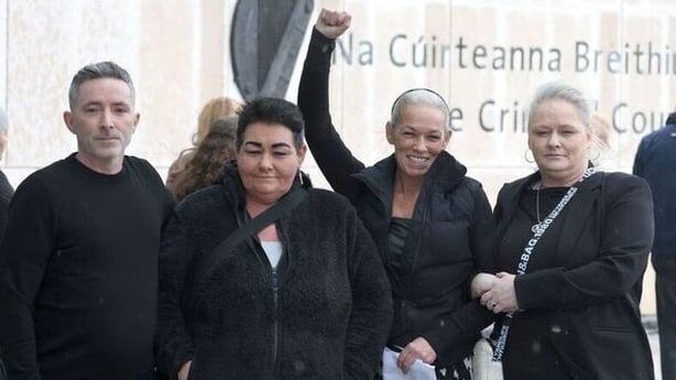 Siblings Christopher, Jessica, Helen and Amanda Farrell are pictured outside the CCJ after their father Noel Farrell was jailed