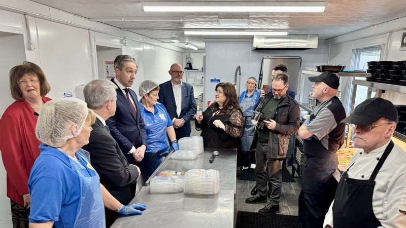 Tánaiste Simon Harris and Minister of State for Older People, Kieran O’Donnell on a visit to Meals on Wheels at St Munchin’s Community Centre in Limerick city