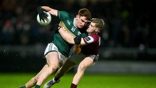Cillian Trant of Kerry in action against Shane McGrath of Galway - 2026 Allianz Football League