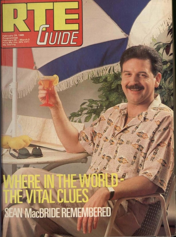 Marty Whelan on a deck chair on the cover of the RTE guide