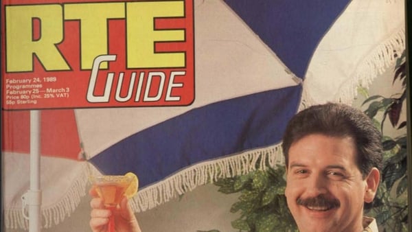 RTE Guide cover from 1989 featuring a moustachioed man holding a drink