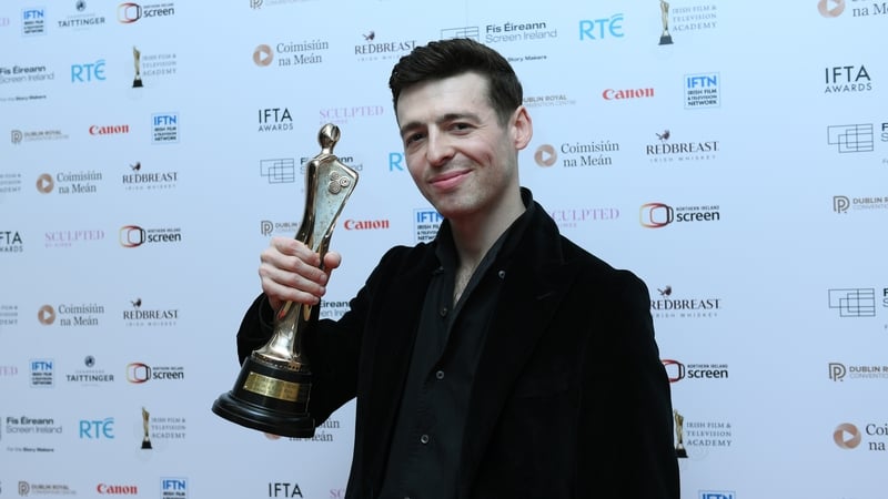 Anthony Boyle receives the Lead Actor award at the 2026 Irish Film & Television (IFTA) Awards