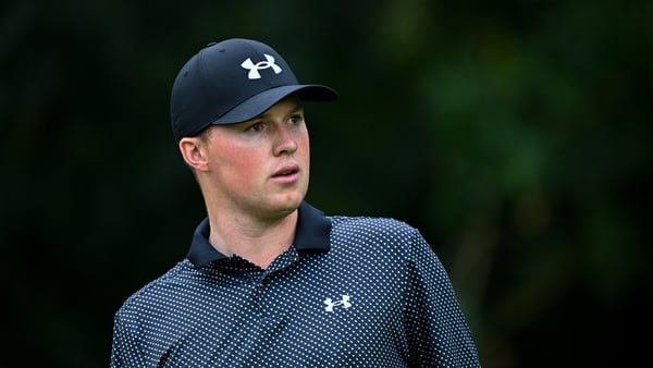 10 September 2023; Mark Power of Ireland watches his tee shot on the third hole during the final round of the Horizon Irish Open Golf Championship at The K Club in Straffan, Kildare. Photo by Ramsey Cardy/Sportsfile