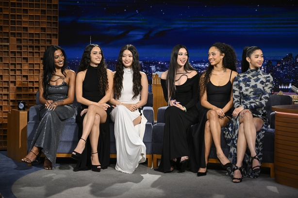 THE TONIGHT SHOW STARRING JIMMY FALLON -- Episode 2251 -- Pictured: The members of Katseye during an interview on Wednesday, February 4, 2026 -- (Photo by: Todd Owyoung/NBC via Getty Images)