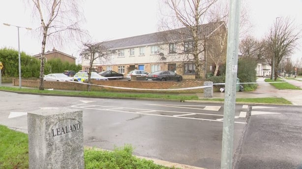 View of garda tape outside house 