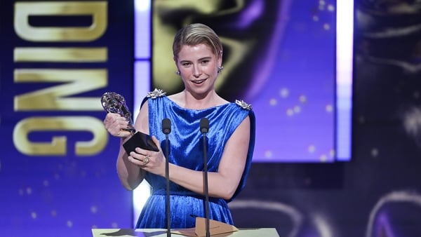 LONDON, ENGLAND - FEBRUARY 22: Jessie Buckley accepts the Leading Actress Award for 'Hamnet' on stage during the EE BAFTA Film Awards 2026 at The Royal Festival Hall on February 22, 2026 in London, England. (Photo by Stuart Wilson/BAFTA/Getty Images for B