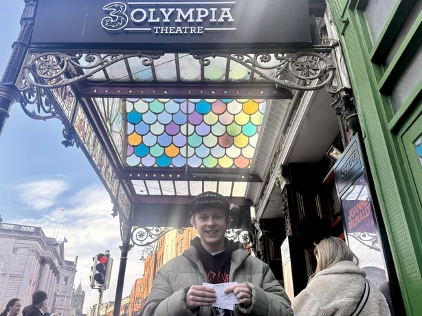 Michael Parker showing his ticket for Foo Fighters after lining up outside 3Olympia Theatre, Dublin. Picture date: Sunday February 22, 2026. PA Photo. Photo credit should read: Bairbre Holmes/PA Wire