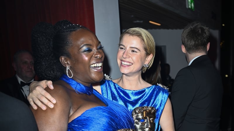LONDON, ENGLAND - FEBRUARY 22: Wunmi Mosaku and Jessie Buckley attend the EE BAFTA Film Awards 2026 After Party at The Royal Festival Hall on February 22, 2026 in London, England. (Photo by Stuart Wilson/BAFTA/Getty Images for BAFTA)