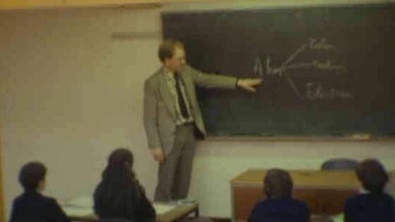Teacher and students, St Nessan's Community College (1981)