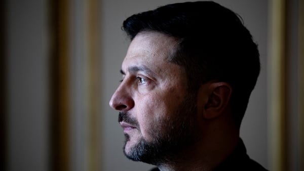 Close up of Ukrainian president Volodymyr Zelensky