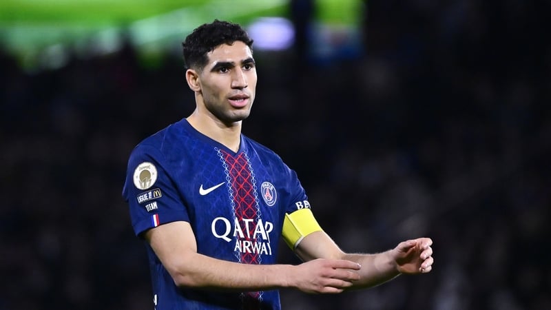 PARIS, FRANCE - FEBRUARY 21: Achraf Hakimi of Paris Saint-Germain during the Ligue 1 McDonald's match between Paris Saint-Germain FC and FC Metz at Parc des Princes on February 21, 2026 in Paris, France. (Photo by Nicolas Gaudin/Eurasia Sport Images/Getty