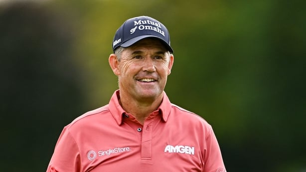 Padraig Harrington of Ireland after finishing his round during day two of the Amgen Irish Open Golf Championship 2025 at The K Club in Straffan, Kildare.