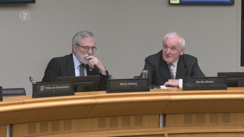Bertie Ahern and Gerry Adams at Oireachtas Committee - RTE