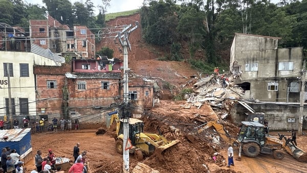Brazil landslide scene after torrential rains