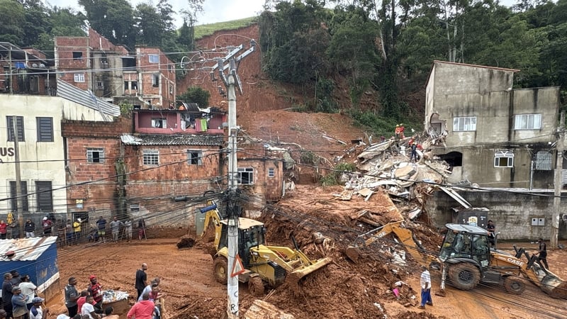 Brazil landslide scene after torrential rains