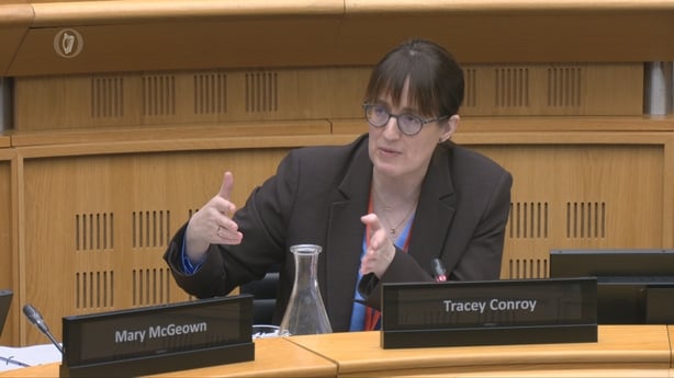 Tracey Conroy of the HSE speaking at an Oireachtas Committee