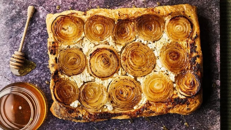 Nadiya Hussain’s goat’s cheese and onion tart
