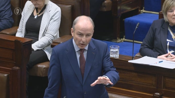 Micheal Martin gestures as he speaks in in the Dáil