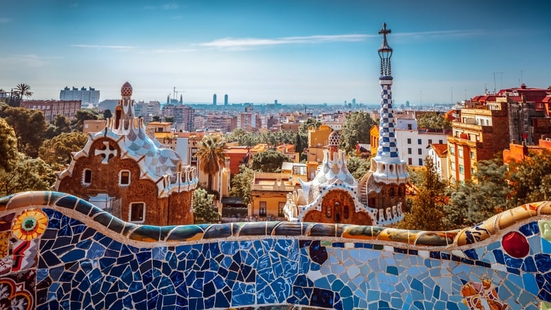 Beautiful Unique Architecture of Park Guell.