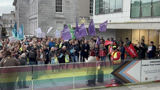 Protesters in Cork highlighting concerns over SNAs