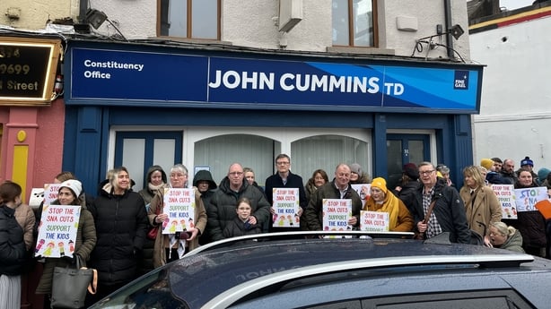 Protesters outside office of John Cummins in Waterford