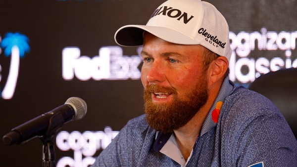 PALM BEACH GARDENS, FLORIDA - FEBRUARY 25: Shane Lowry of Ireland talks with members of the media after a practice round prior to the Cognizant Classic 2026 at PGA National Resort And Spa on February 25, 2026 in Palm Beach Gardens, Florida. (Photo by Mike