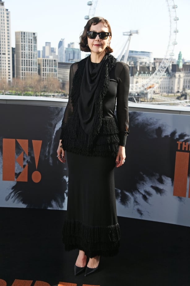LONDON, ENGLAND - FEBRUARY 25: Maggie Gyllenhaal attends the London photocall for "The Bride!" at Corinthia Hotel London on February 25, 2026 in London, England. (Photo by Dave Benett/WireImage)
