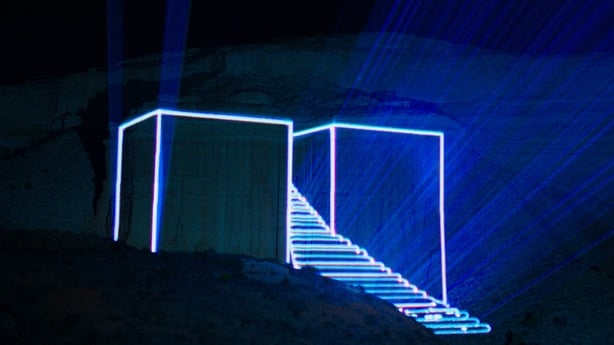 An electronic stairs in Sirāt