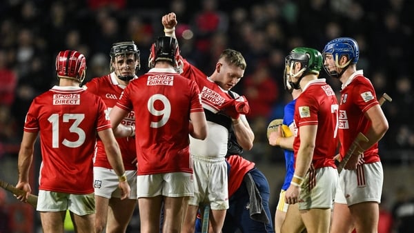 7 February 2026; Shane Barrett of Cork changes his jersey before he was issued with a red card during the Allianz Hurling League Division 1A match between Cork and Tipperary at SuperValu Páirc Ui Chaoimh in Cork. Photo by Ray McManus/Sportsfile