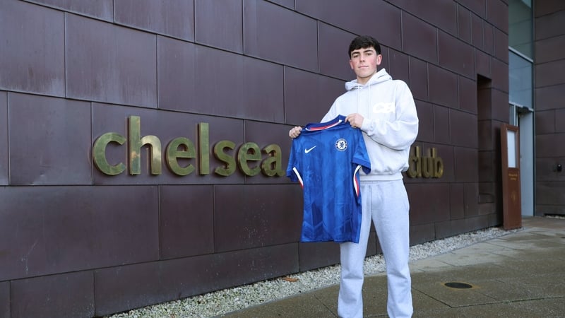 COBHAM, ENGLAND - OCTOBER 29: Chris Atherton poses for pictures as he Signs his First Professional Contract with Chelsea FC at Chelsea Training Ground on October 29, 2025 in Cobham, England. (Photo by Chris Lee - Chelsea FC/Chelsea FC via Getty Images)