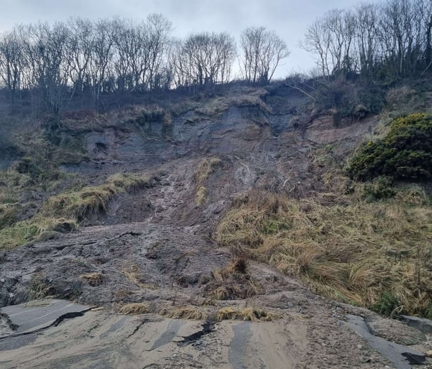 Collapsed ground is visible at a section of the Bray-Greystones cliff walk