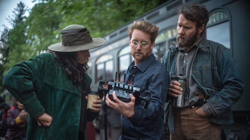 Train Dreams. (Featured) Director Clint Bentley and Joel Edgerton as Robert Grainier in Train Dreams. Cr. Daniel Schaefer/BBP Train Dreams. LLC. © 2025.